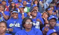 People from Democratic Alliance South Africa in matching party t-shirts